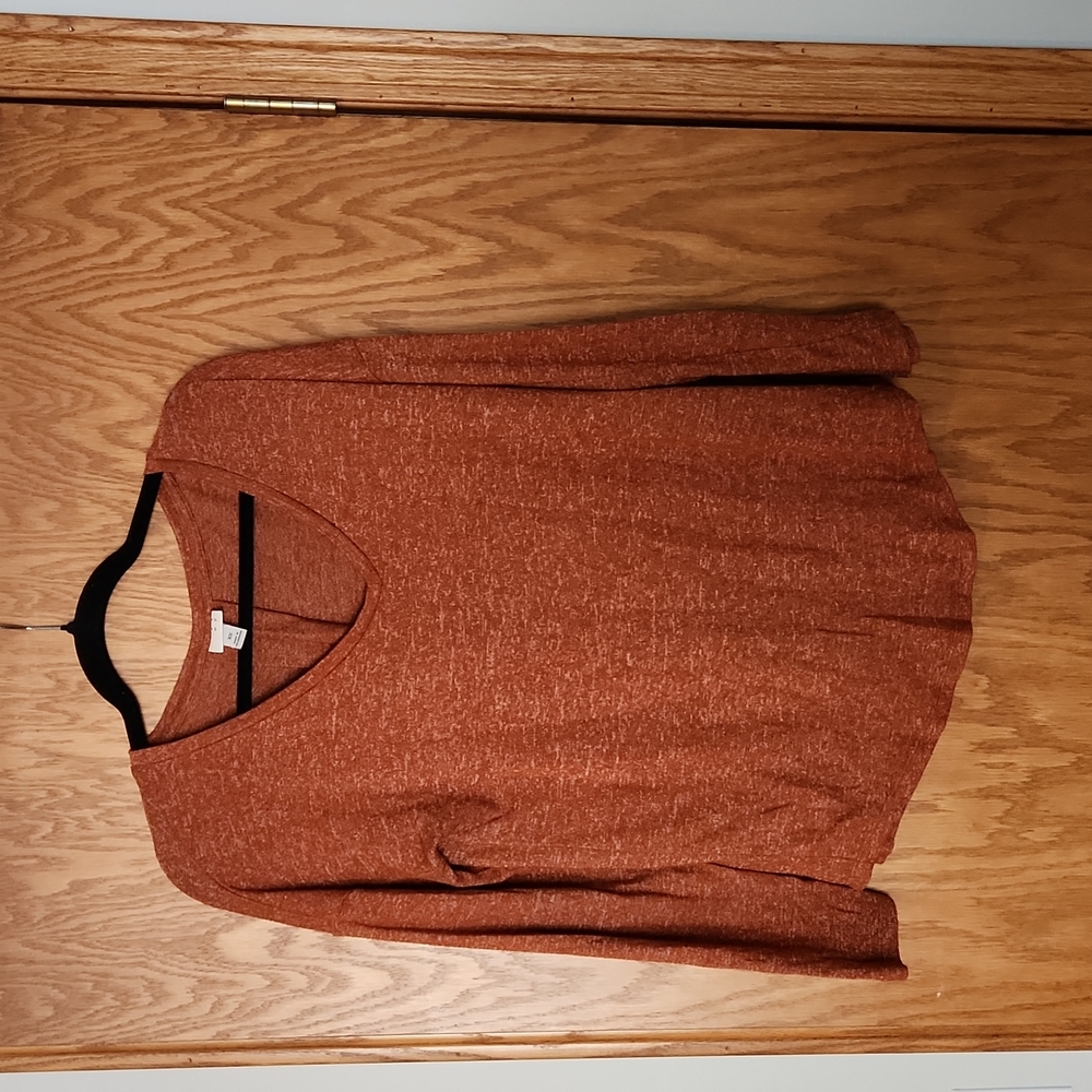 XS burnt orange long sleeve tee with v neck.  Brand is andeawy